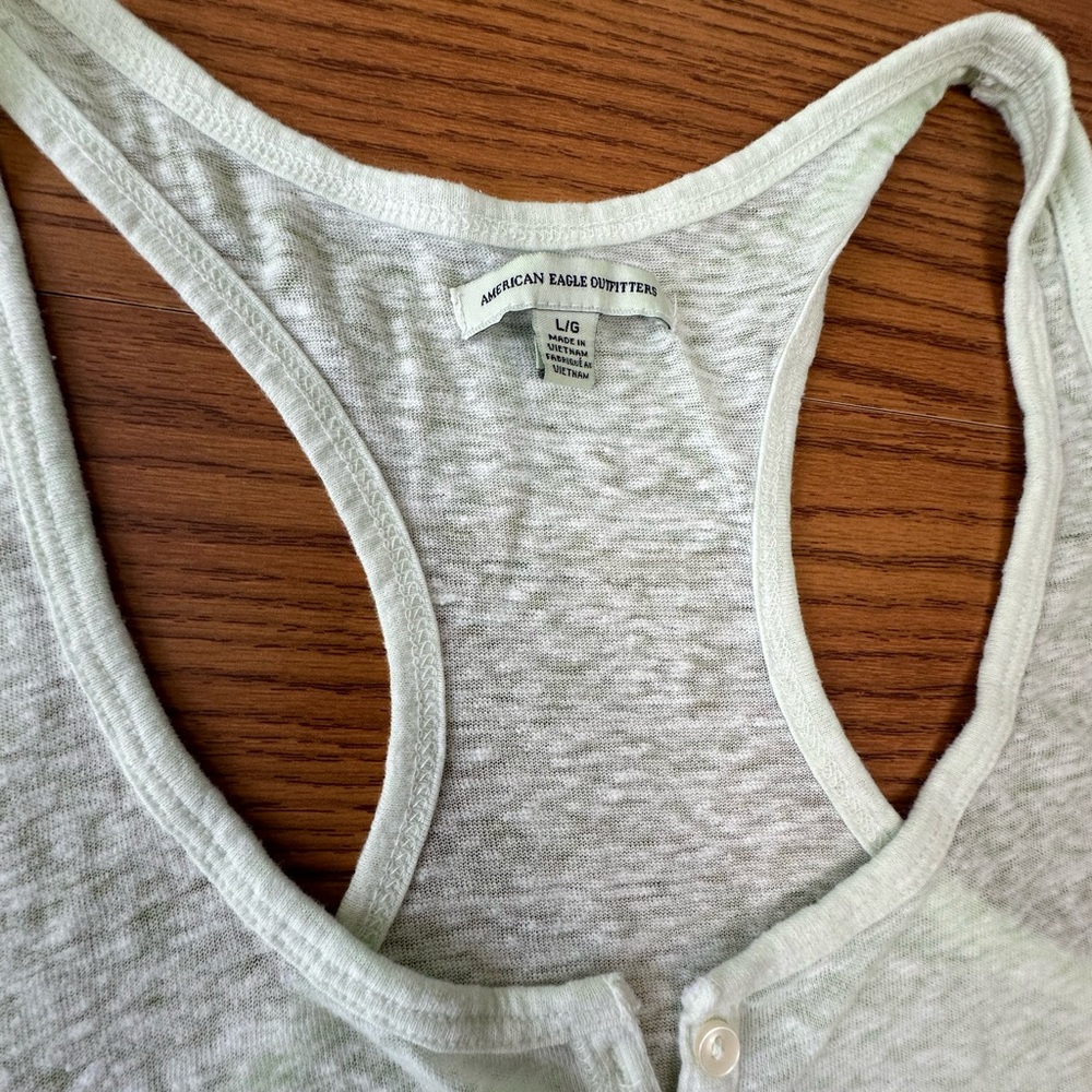 American Eagle Outfitters Neon Pink and Light Gray Henley Racerback Tanks - Picture 2 of 3